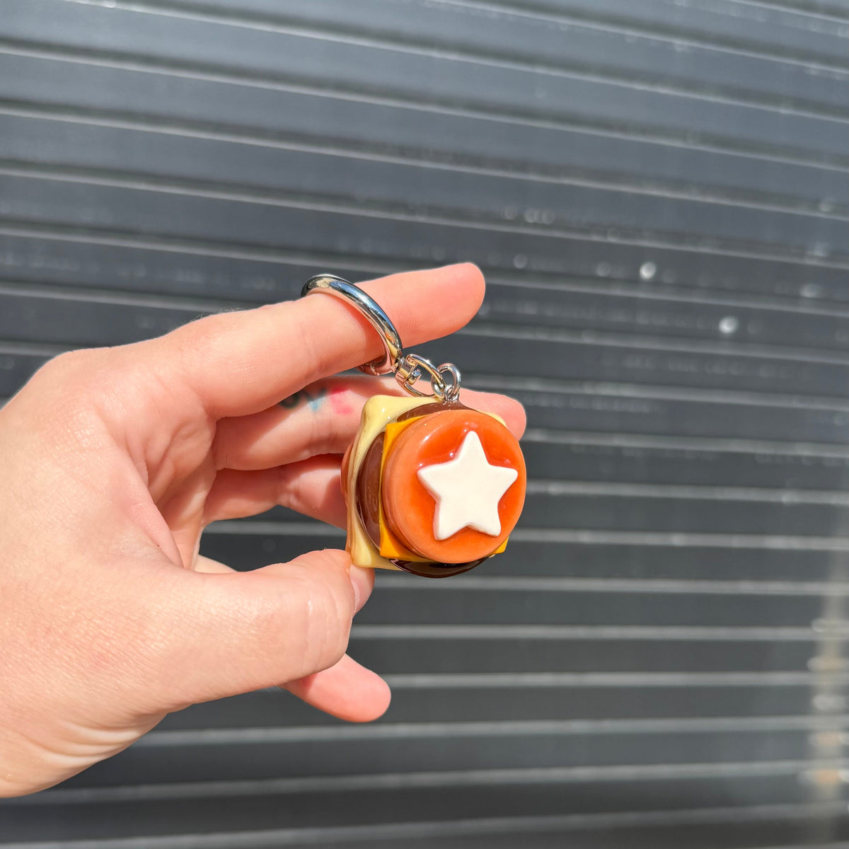 Starry Sausage Pancake Sandwich Keychain