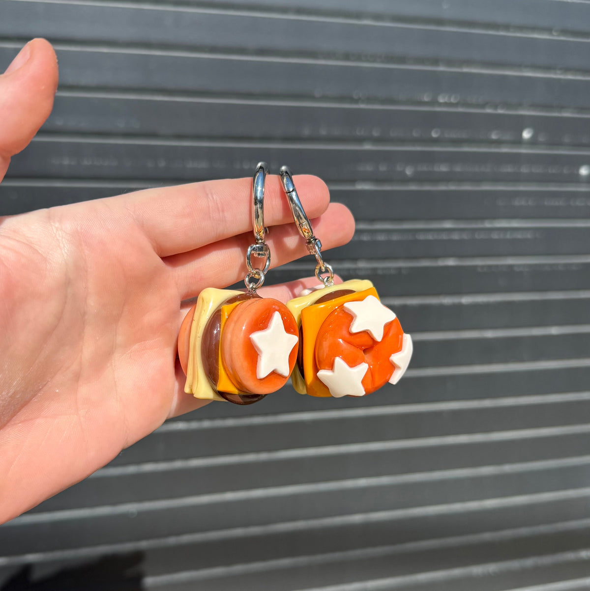 Starry Sausage Pancake Sandwich Keychain