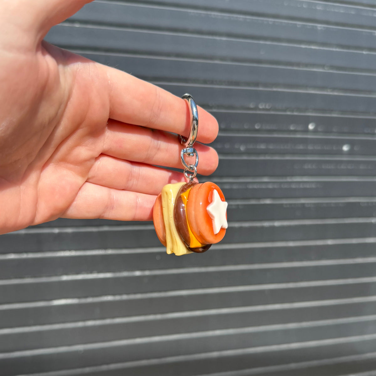 Starry Sausage Pancake Sandwich Keychain