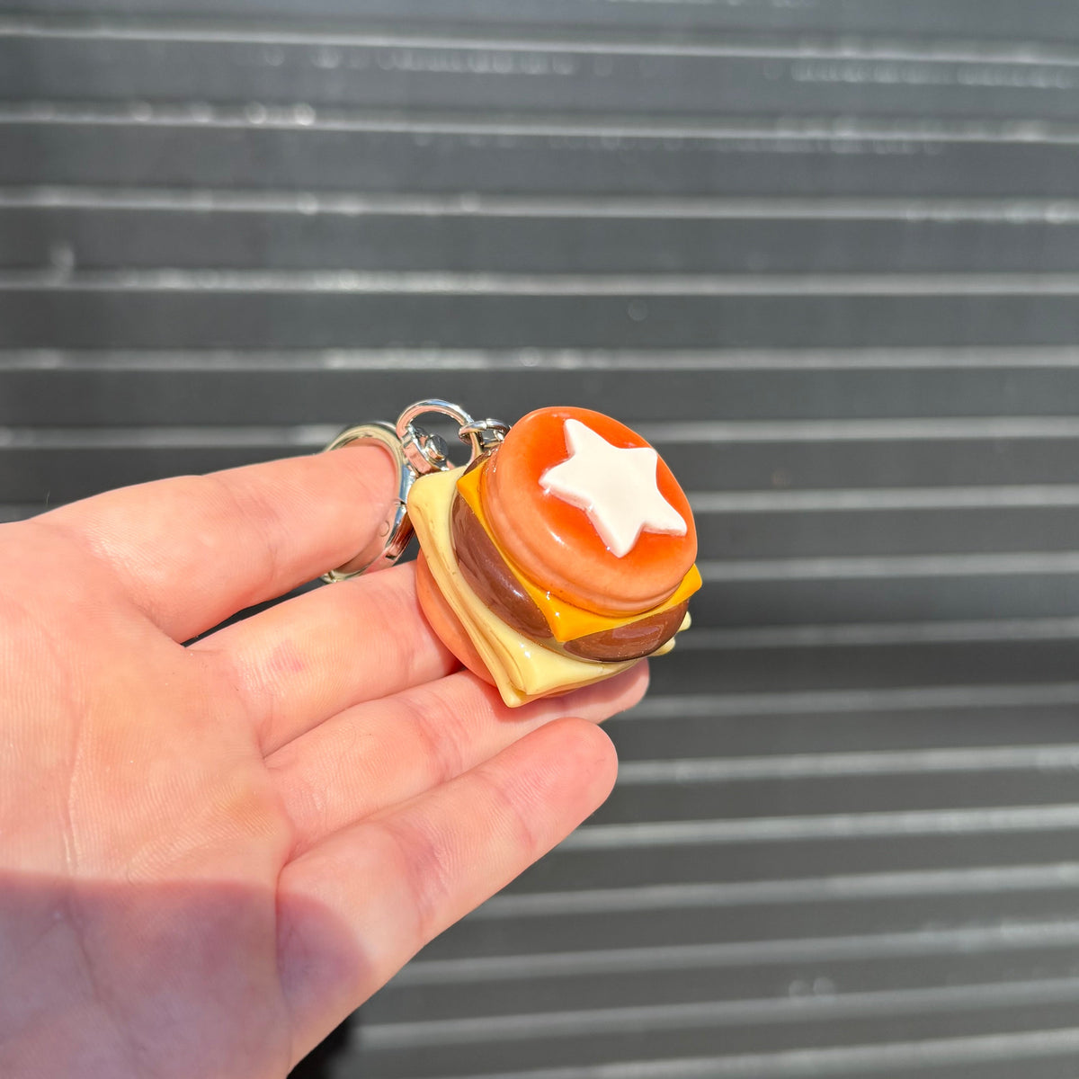 Starry Sausage Pancake Sandwich Keychain