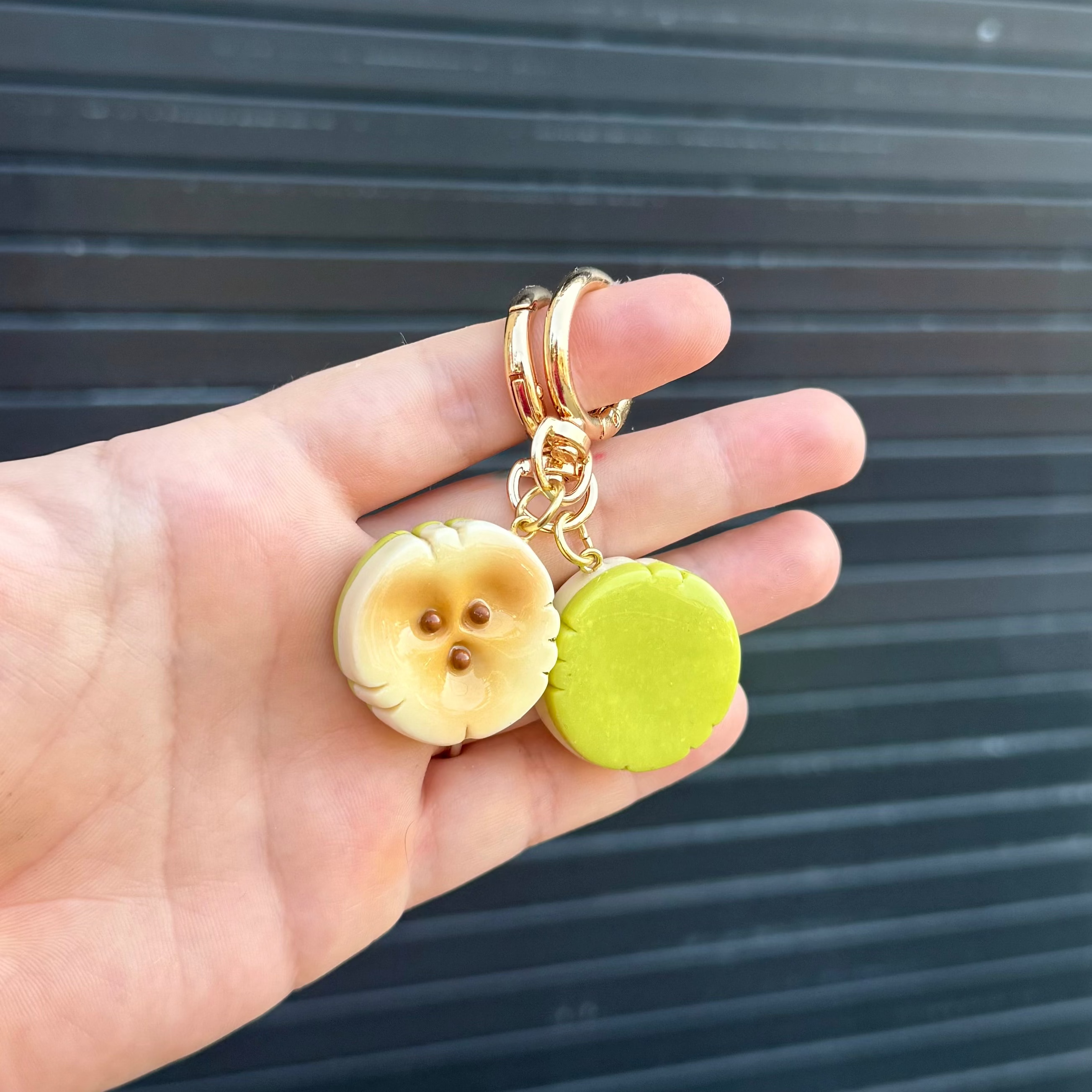 two banana slice keychains 